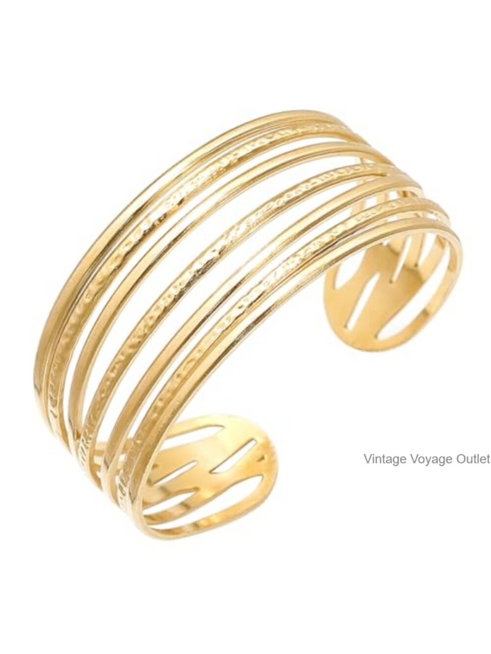 Multi-Layer Cuff Bracelet Stainless Steel Wire Open Wide Bangle